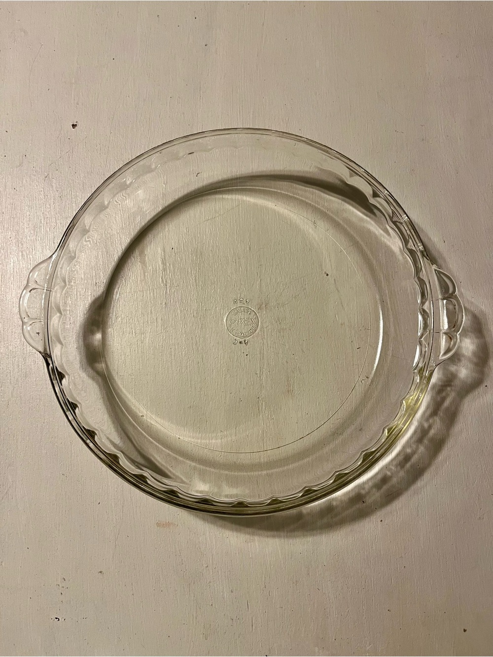Pyrex 229 Clear Glass Pie Dish with Molded Side Handles